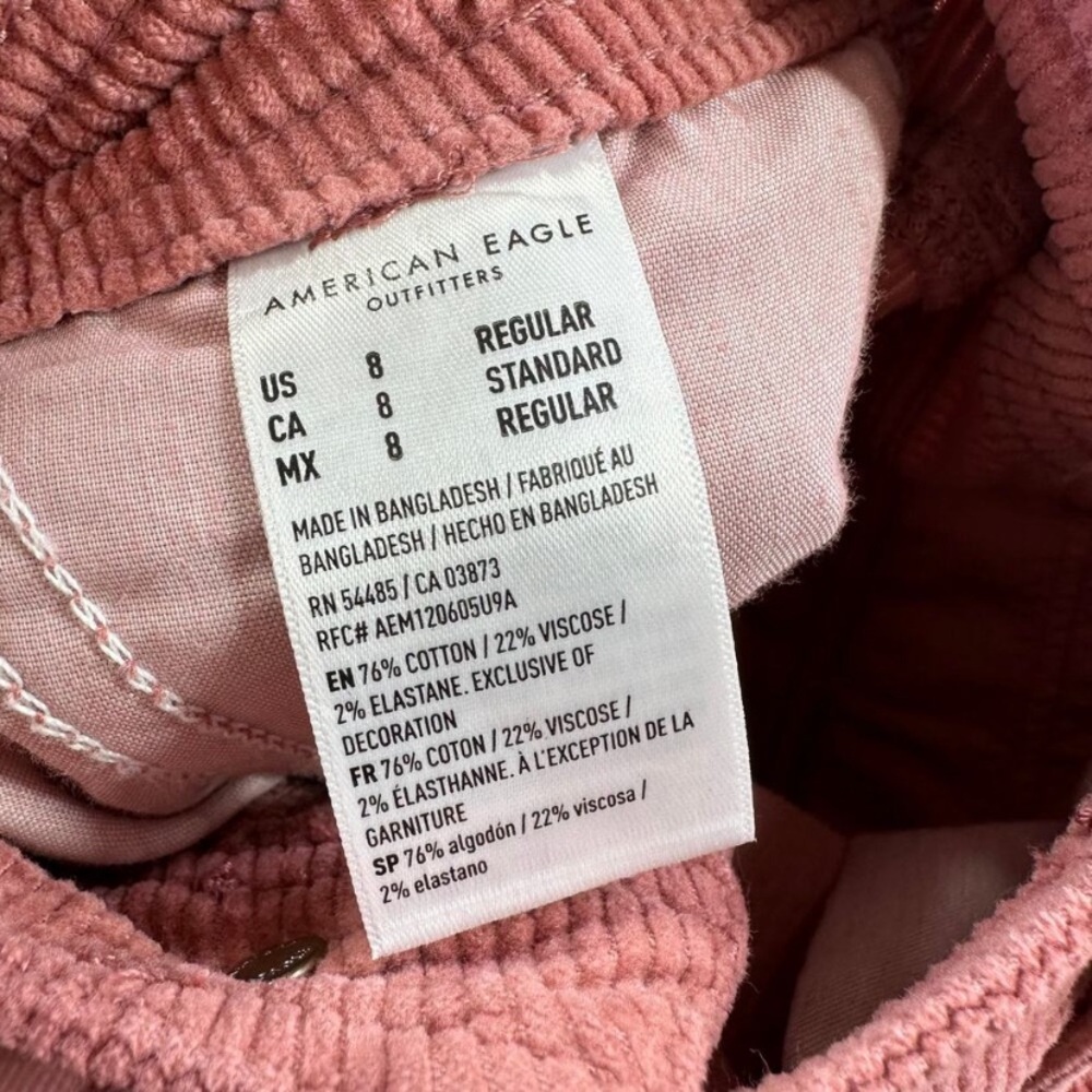 AMERICAN EAGLE  Pink Corduroy Cargo Jeans Sz 8 - Picture 8 of 15